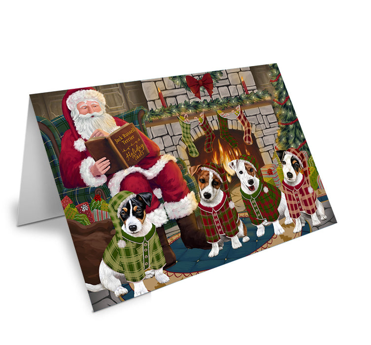 Christmas Cozy Holiday Tails Jack Russell Terriers Dog Handmade Artwork Assorted Pets Greeting Cards and Note Cards with Envelopes for All Occasions and Holiday Seasons GCD69911