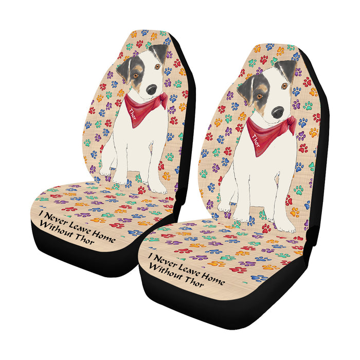 Personalized I Never Leave Home Paw Print Jack Russell Terrier Dogs Pet Front Car Seat Cover (Set of 2)