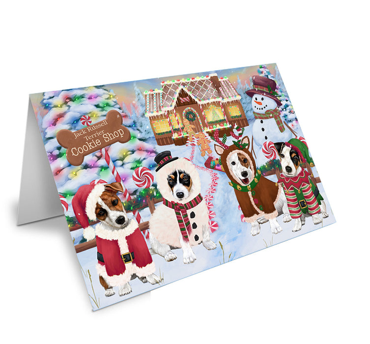 Holiday Gingerbread Cookie Shop Jack Russell Terriers Dog Handmade Artwork Assorted Pets Greeting Cards and Note Cards with Envelopes for All Occasions and Holiday Seasons GCD73739