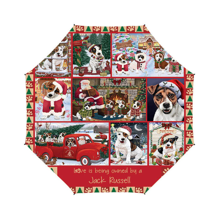 Love is Being Owned Christmas Jack Russell Terrier Dogs Semi-Automatic Foldable Umbrella