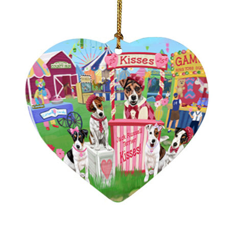 Carnival Kissing Booth Jack Russell Terriers Dog Heart Christmas Ornament HPOR56258