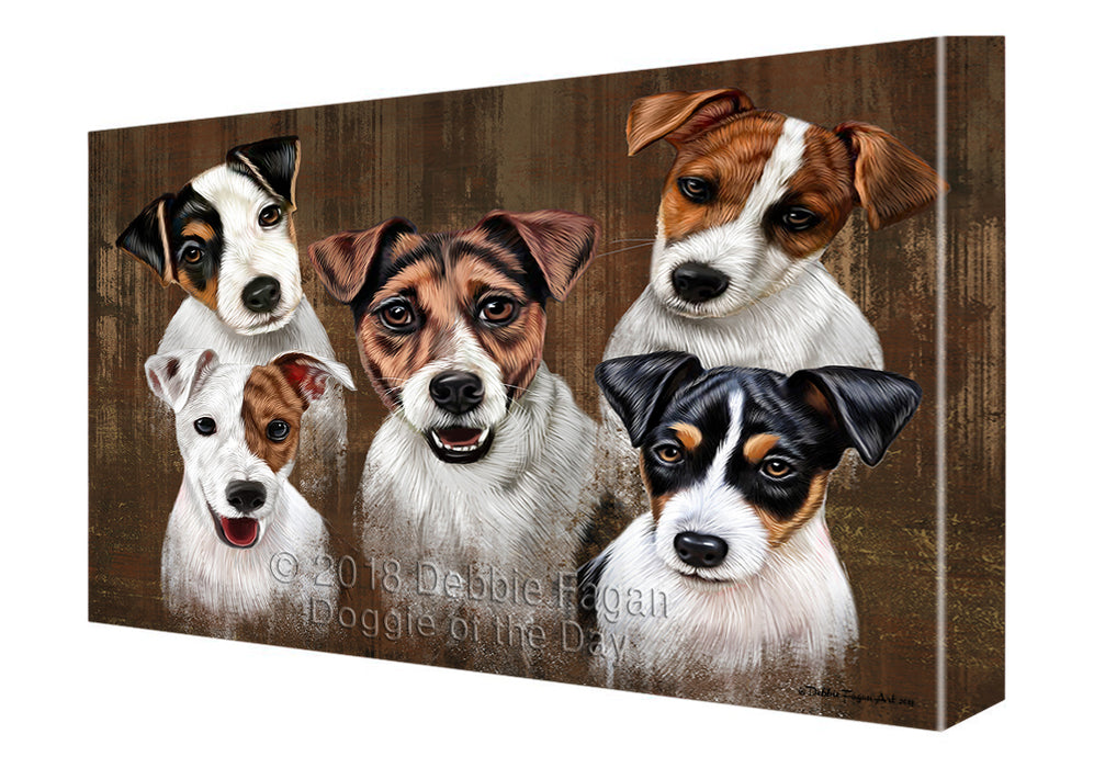 Rustic 5 Jack Russell Terriers Dog Canvas Wall Art CVS61635