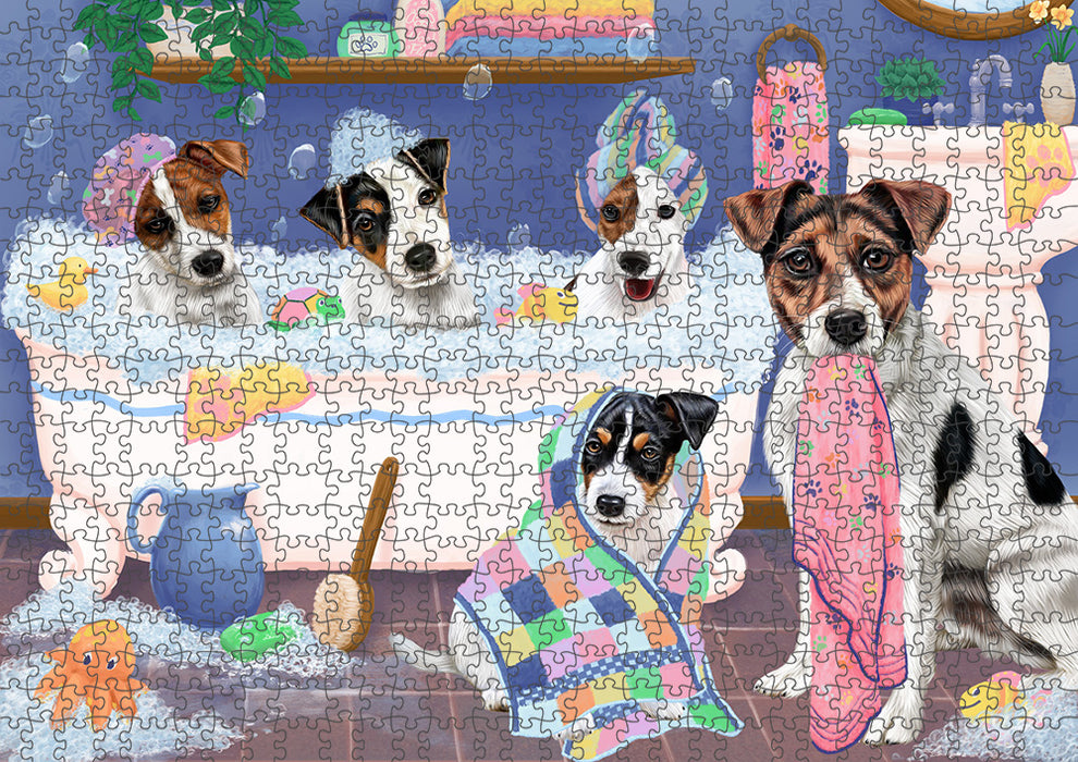 Rub A Dub Dogs In A Tub Jack Russell Terriers Dog Puzzle with Photo Tin PUZL95388
