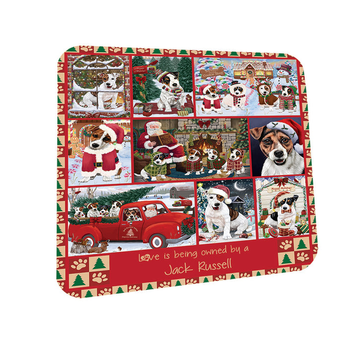 Love is Being Owned Christmas Jack Russell Terrier Dogs Coasters Set of 4 CST57191