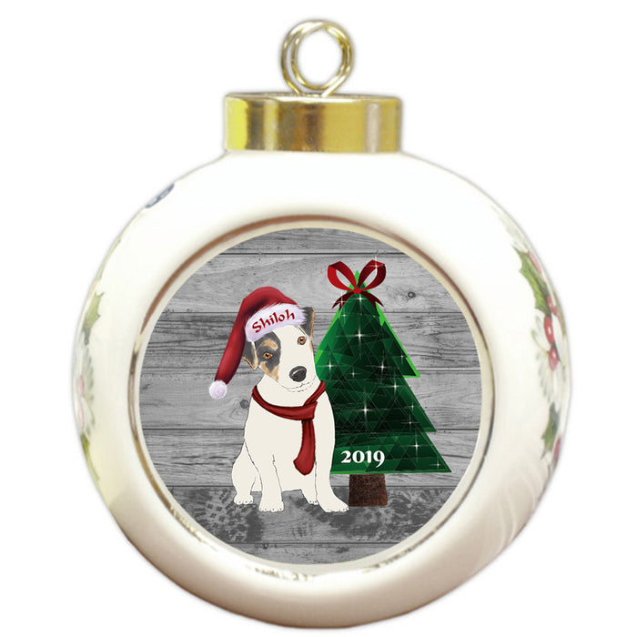Custom Personalized Jack Russell Terrier Dog Glassy Classy Christmas Round Ball Ornament