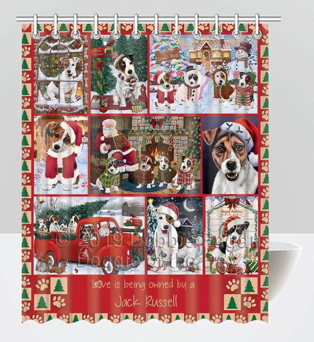 Love is Being Owned Christmas Jack Russell Terrier Dogs Shower Curtain