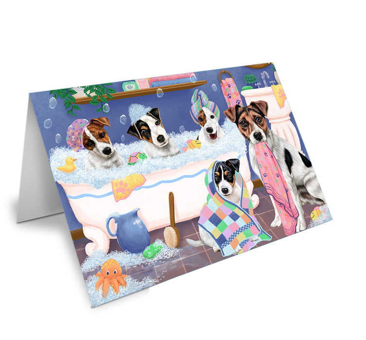Rub A Dub Dogs In A Tub Jack Russell Terriers Dog Handmade Artwork Assorted Pets Greeting Cards and Note Cards with Envelopes for All Occasions and Holiday Seasons GCD74906