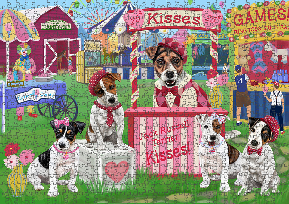 Carnival Kissing Booth Jack Russell Terriers Dog Puzzle with Photo Tin PUZL91812