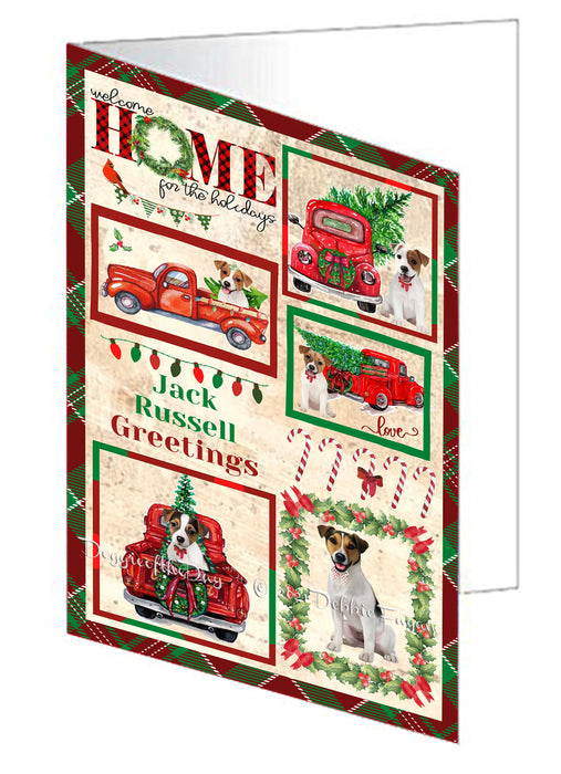 Welcome Home for Christmas Holidays Jack Russell Dogs Handmade Artwork Assorted Pets Greeting Cards and Note Cards with Envelopes for All Occasions and Holiday Seasons GCD76205