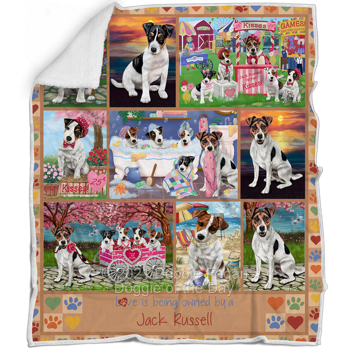 Love is Being Owned Jack Russell Dog Beige Blanket BLNKT137550