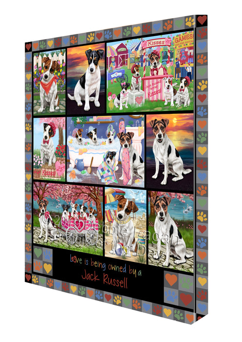 Love is Being Owned Jack Russell Dog Grey Canvas Print Wall Art Décor CVS138167