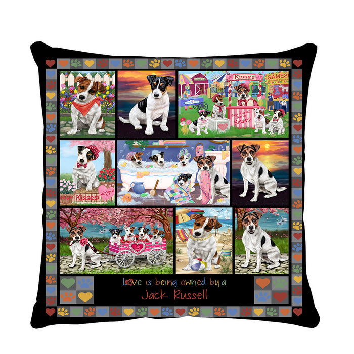 Love is Being Owned Jack Russell Dog Grey Pillow PIL84872