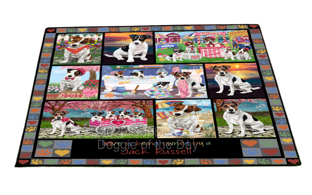 Love is Being Owned Jack Russell Dog Grey Floormat FLMS55345