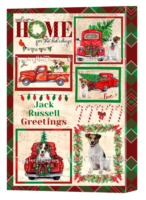 Welcome Home for Christmas Holidays Jack Russell Dogs Canvas Wall Art Decor - Premium Quality Canvas Wall Art for Living Room Bedroom Home Office Decor Ready to Hang CVS149633