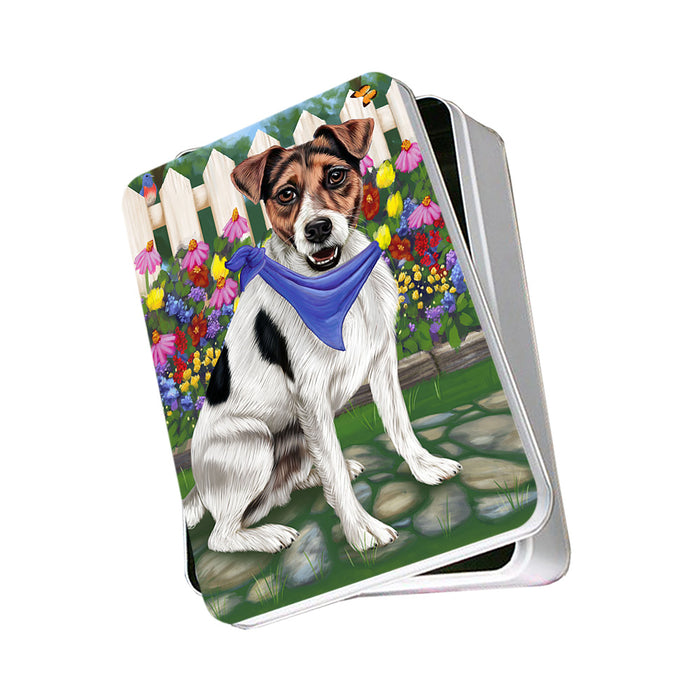 Spring Floral Jack Russell Dog Photo Storage Tin PITN49895