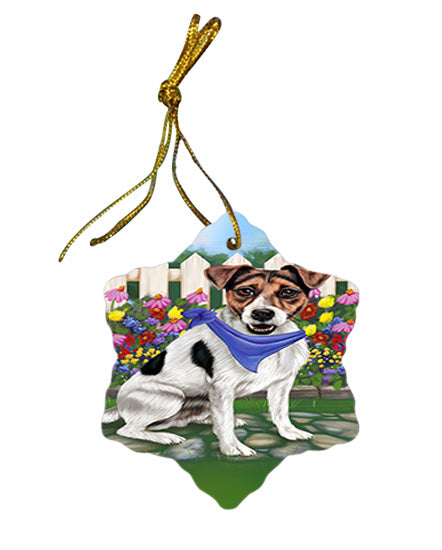 Spring Floral Jack Russell Dog Star Porcelain Ornament SPOR49887