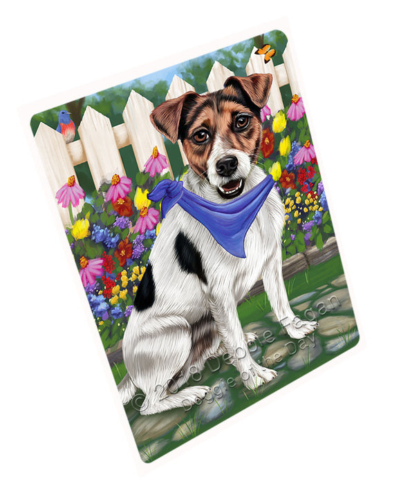 Spring Floral Jack Russell Dog Tempered Cutting Board C53553