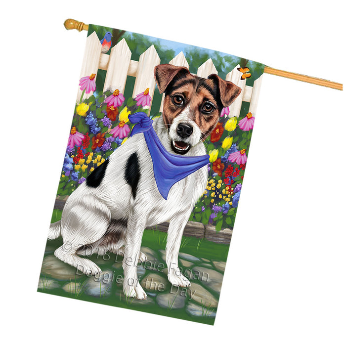 Spring Floral Jack Russell Dog House Flag FLG49860