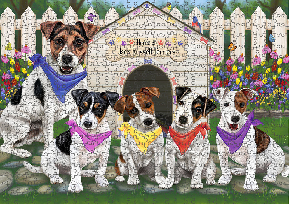 Spring Dog House Jack Russells Dog Puzzle with Photo Tin PUZL53394