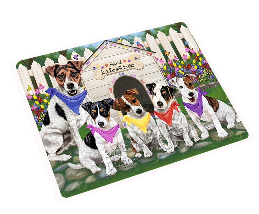 Spring Dog House Jack Russells Dog Tempered Cutting Board C53556