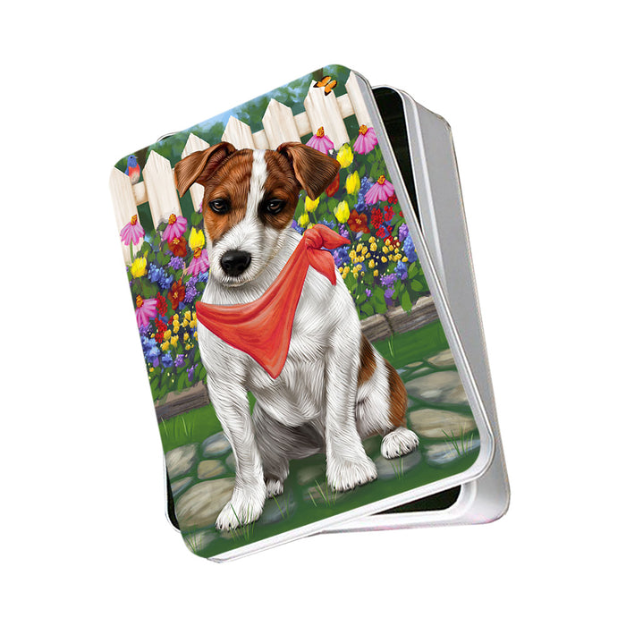 Spring Floral Jack Russell Dog Photo Storage Tin PITN49897