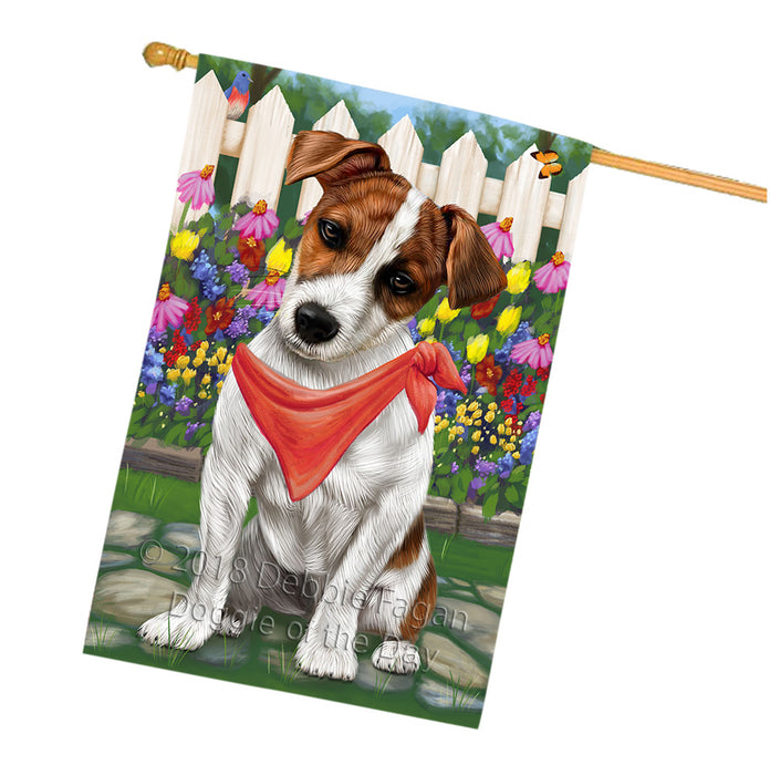 Spring Floral Jack Russell Dog House Flag FLG49862