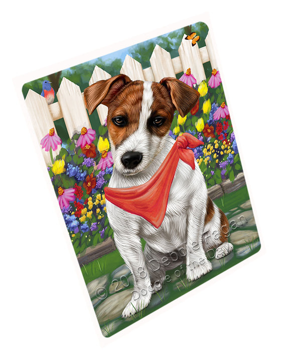 Spring Floral Jack Russell Dog Tempered Cutting Board C53559