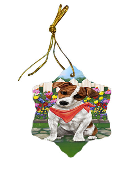 Spring Floral Jack Russell Dog Star Porcelain Ornament SPOR49889