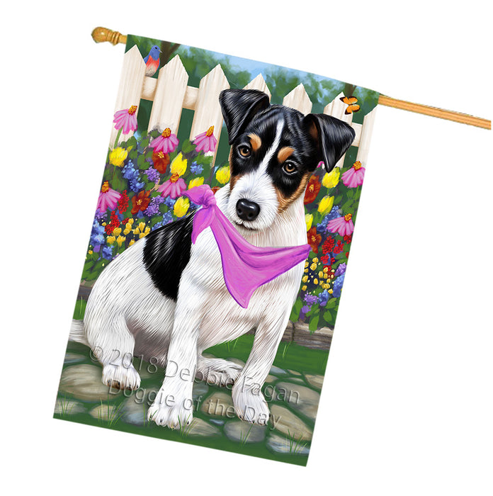 Spring Floral Jack Russell Dog House Flag FLG49863