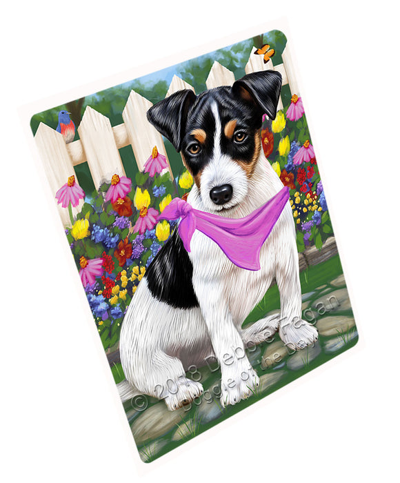 Spring Floral Jack Russell Dog Tempered Cutting Board C53562