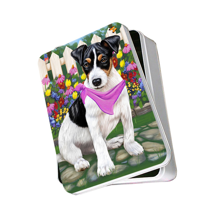 Spring Floral Jack Russell Dog Photo Storage Tin PITN49898