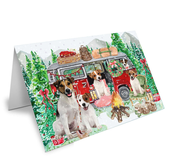 Christmas Time Camping with Jack Russell Dogs Handmade Artwork Assorted Pets Greeting Cards and Note Cards with Envelopes for All Occasions and Holiday Seasons