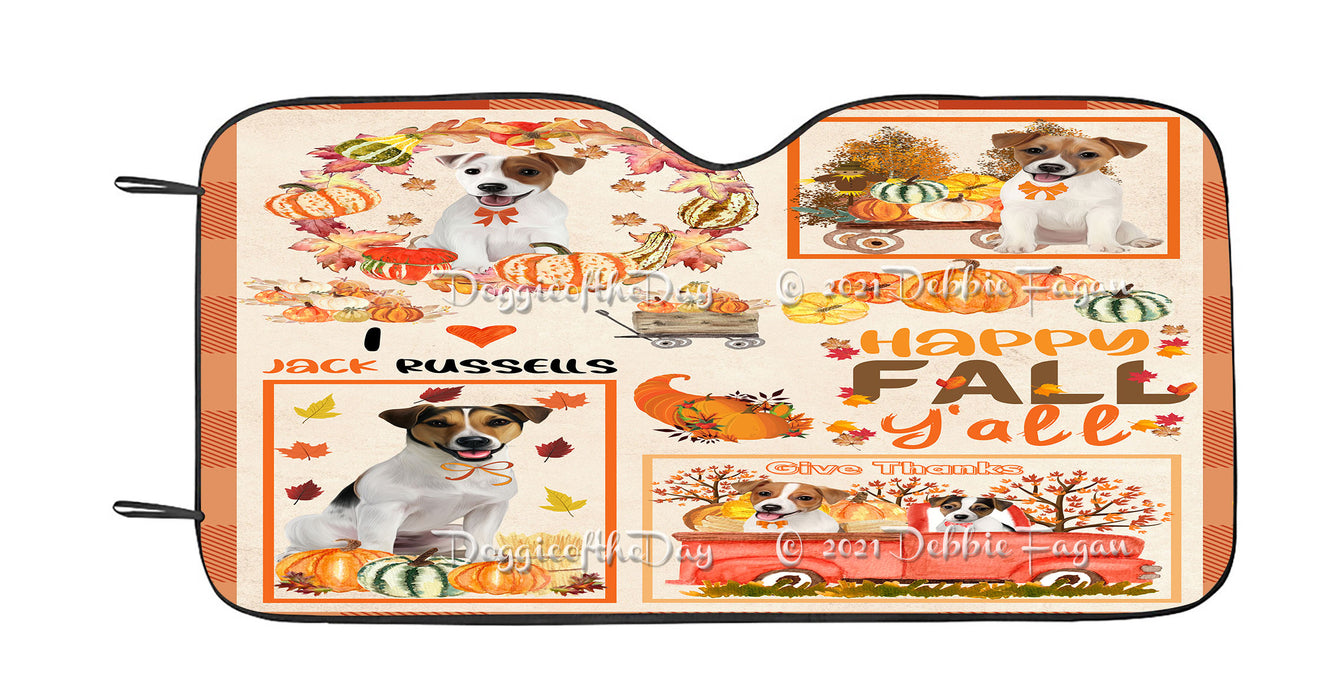 Happy Fall Y'all Pumpkin Jack Russell Dogs Car Sun Shade Cover Curtain