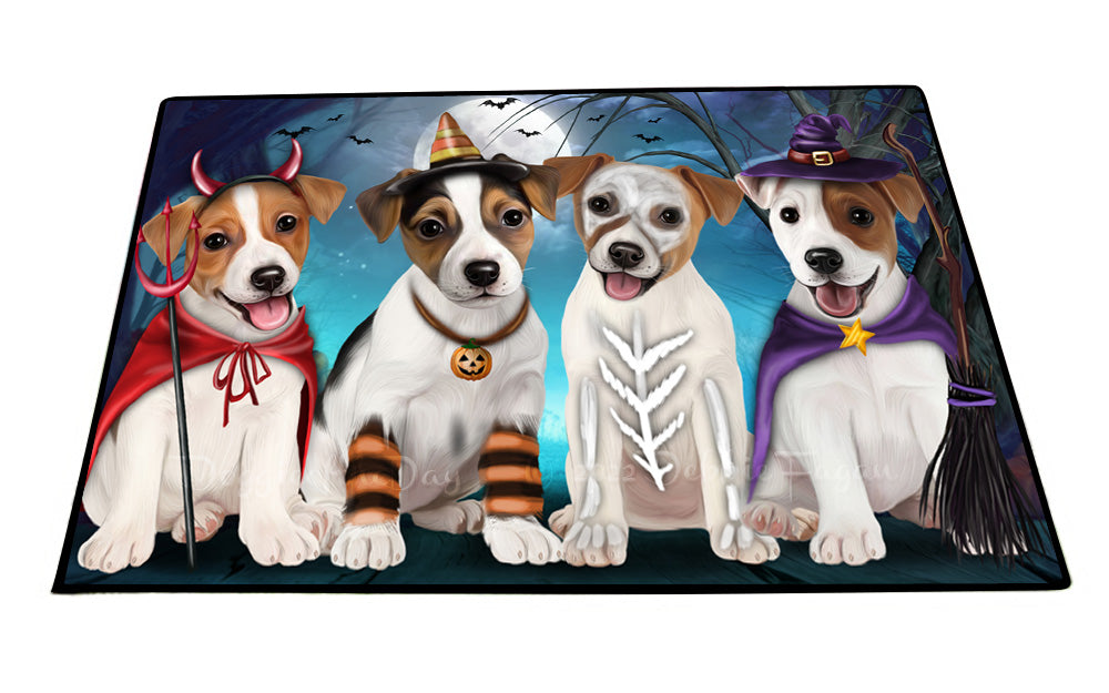 Happy Halloween Trick or Treat Jack Russell Dogs Floor Mat- Anti-Slip Pet Door Mat Indoor Outdoor Front Rug Mats for Home Outside Entrance Pets Portrait Unique Rug Washable Premium Quality Mat