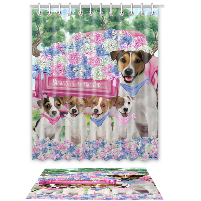 Jack Russell Shower Curtain with Bath Mat Combo: Curtains with hooks and Rug Set Bathroom Decor, Custom, Explore a Variety of Designs, Personalized, Pet Gift for Dog Lovers