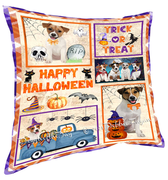 Happy Halloween Trick or Treat Jack Russell Dogs Pillow with Top Quality High-Resolution Images - Ultra Soft Pet Pillows for Sleeping - Reversible & Comfort - Ideal Gift for Dog Lover - Cushion for Sofa Couch Bed - 100% Polyester, PILA88282