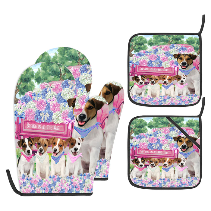 Jack Russell Oven Mitts and Pot Holder Set: Kitchen Gloves for Cooking with Potholders, Custom, Personalized, Explore a Variety of Designs, Dog Lovers Gift