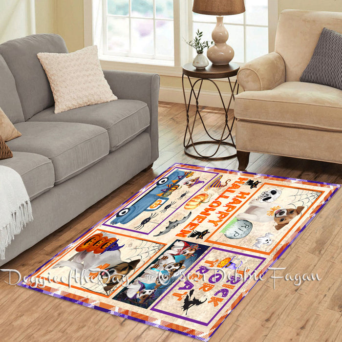 Happy Halloween Trick or Treat Jack Russell Dogs Polyester Living Room Carpet Area Rug ARUG65725
