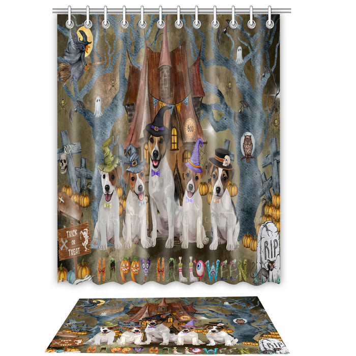 Jack Russell Shower Curtain & Bath Mat Set - Explore a Variety of Personalized Designs - Custom Rug and Curtains with hooks for Bathroom Decor - Pet and Dog Lovers Gift