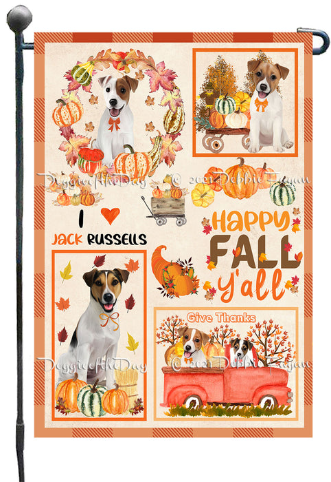 Happy Fall Y'all Pumpkin Jack Russell Dogs Garden Flags- Outdoor Double Sided Garden Yard Porch Lawn Spring Decorative Vertical Home Flags 12 1/2"w x 18"h