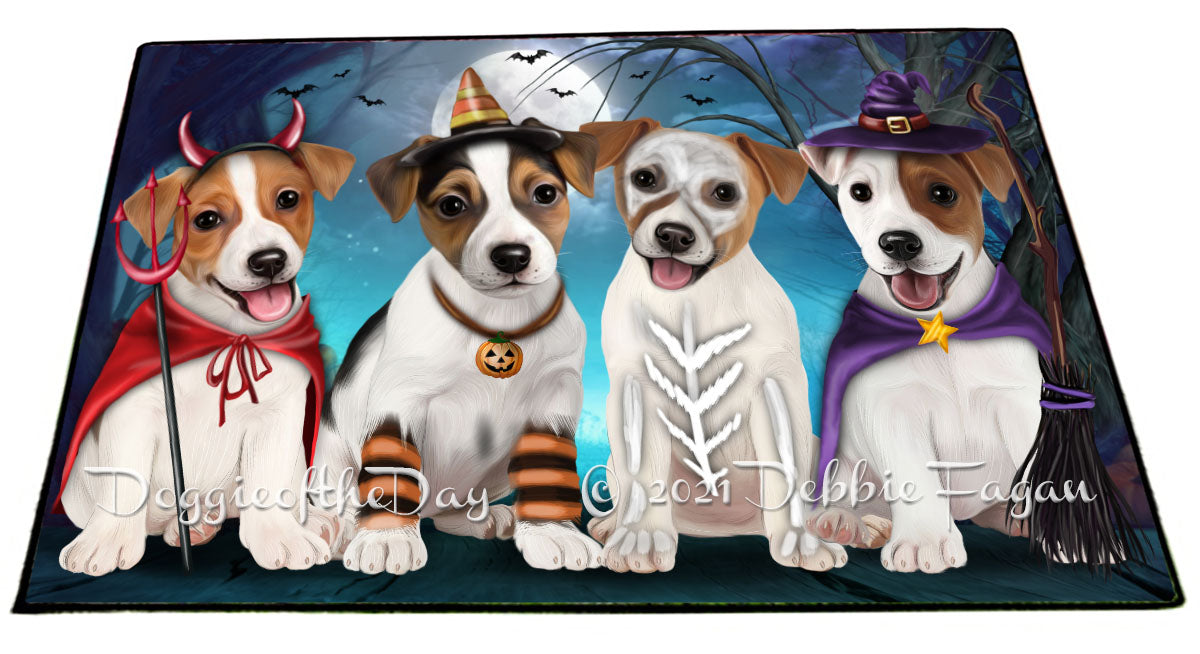 Happy Halloween Trick or Treat Jack Russell Dogs Indoor/Outdoor Welcome Floormat - Premium Quality Washable Anti-Slip Doormat Rug FLMS58393