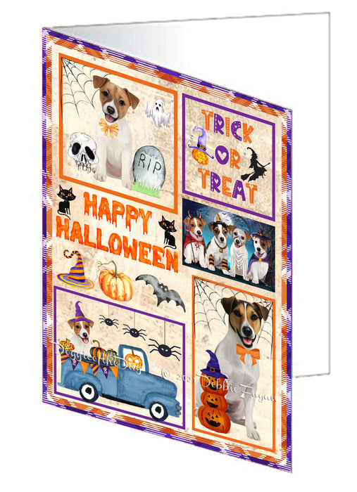 Happy Halloween Trick or Treat Jack Russell Dogs Handmade Artwork Assorted Pets Greeting Cards and Note Cards with Envelopes for All Occasions and Holiday Seasons GCD76526