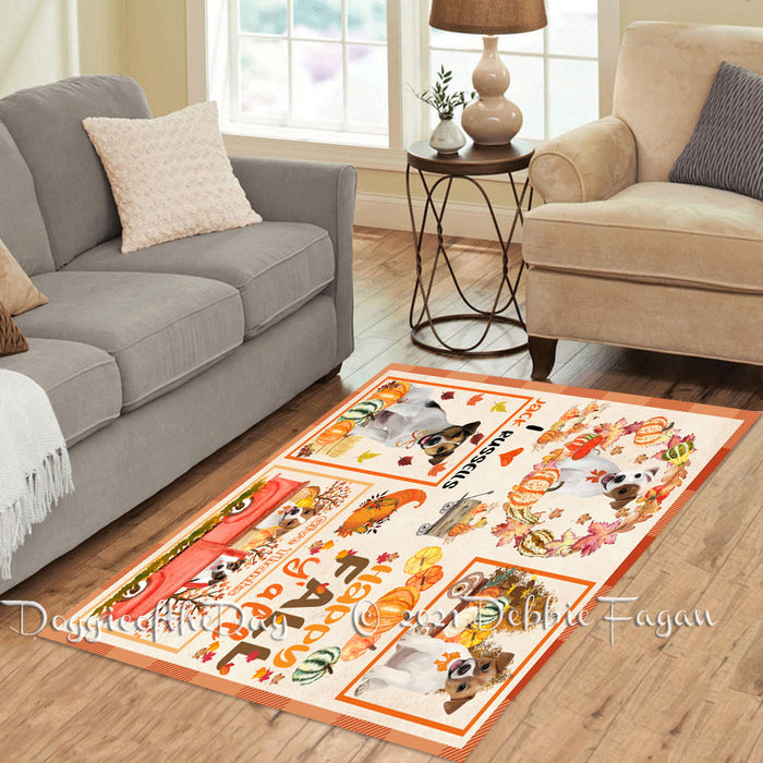 Happy Fall Y'all Pumpkin Jack Russell Dogs Polyester Living Room Carpet Area Rug ARUG66915