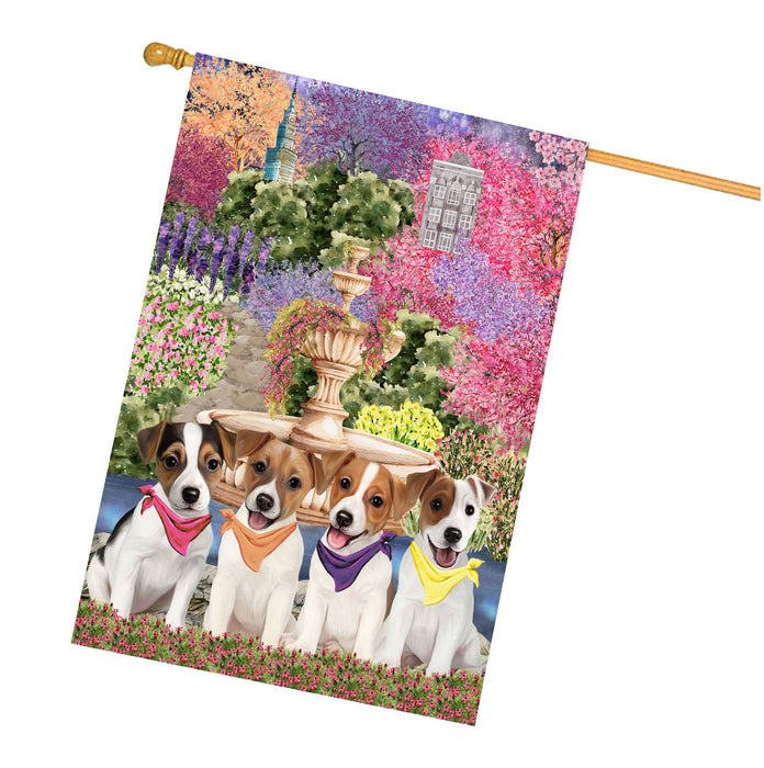 Jack Russell Dogs House Flag: Explore a Variety of Designs, Weather Resistant, Double-Sided, Custom, Personalized, Home Outdoor Yard Decor for Dog and Pet Lovers
