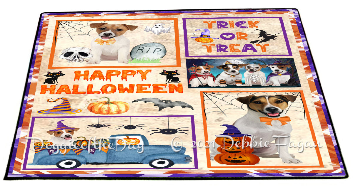 Happy Halloween Trick or Treat Jack Russell Dogs Indoor/Outdoor Welcome Floormat - Premium Quality Washable Anti-Slip Doormat Rug FLMS58123