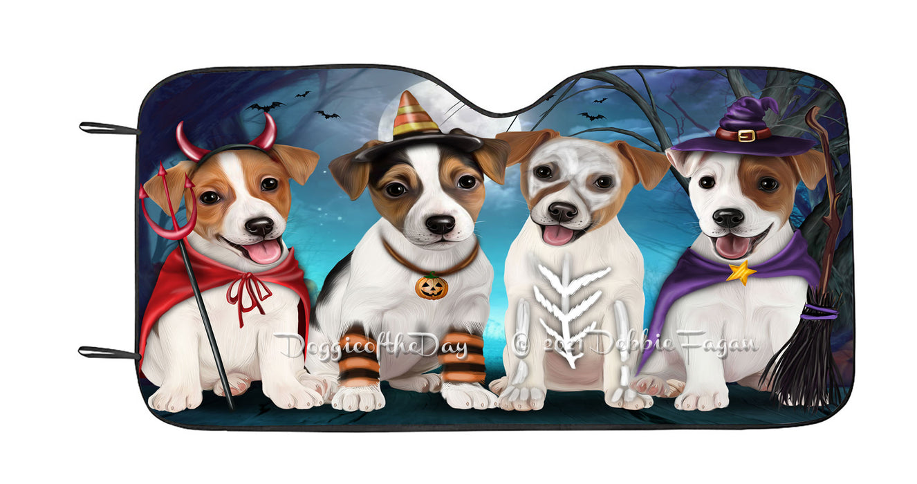 Happy Halloween Trick or Treat Jack Russell Dogs Car Sun Shade Cover Curtain