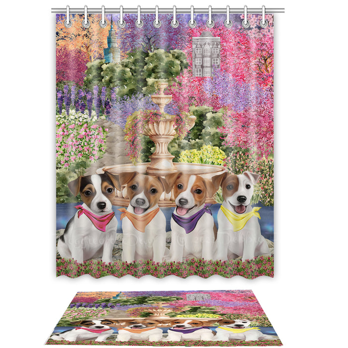 Jack Russell Shower Curtain & Bath Mat Set, Custom, Explore a Variety of Designs, Personalized, Curtains with hooks and Rug Bathroom Decor, Halloween Gift for Dog Lovers