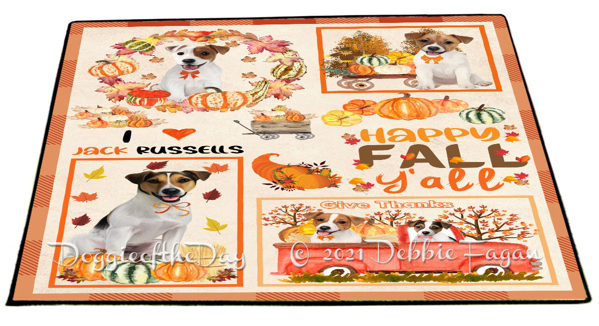Happy Fall Y'all Pumpkin Jack Russell Dogs Indoor/Outdoor Welcome Floormat - Premium Quality Washable Anti-Slip Doormat Rug FLMS58663