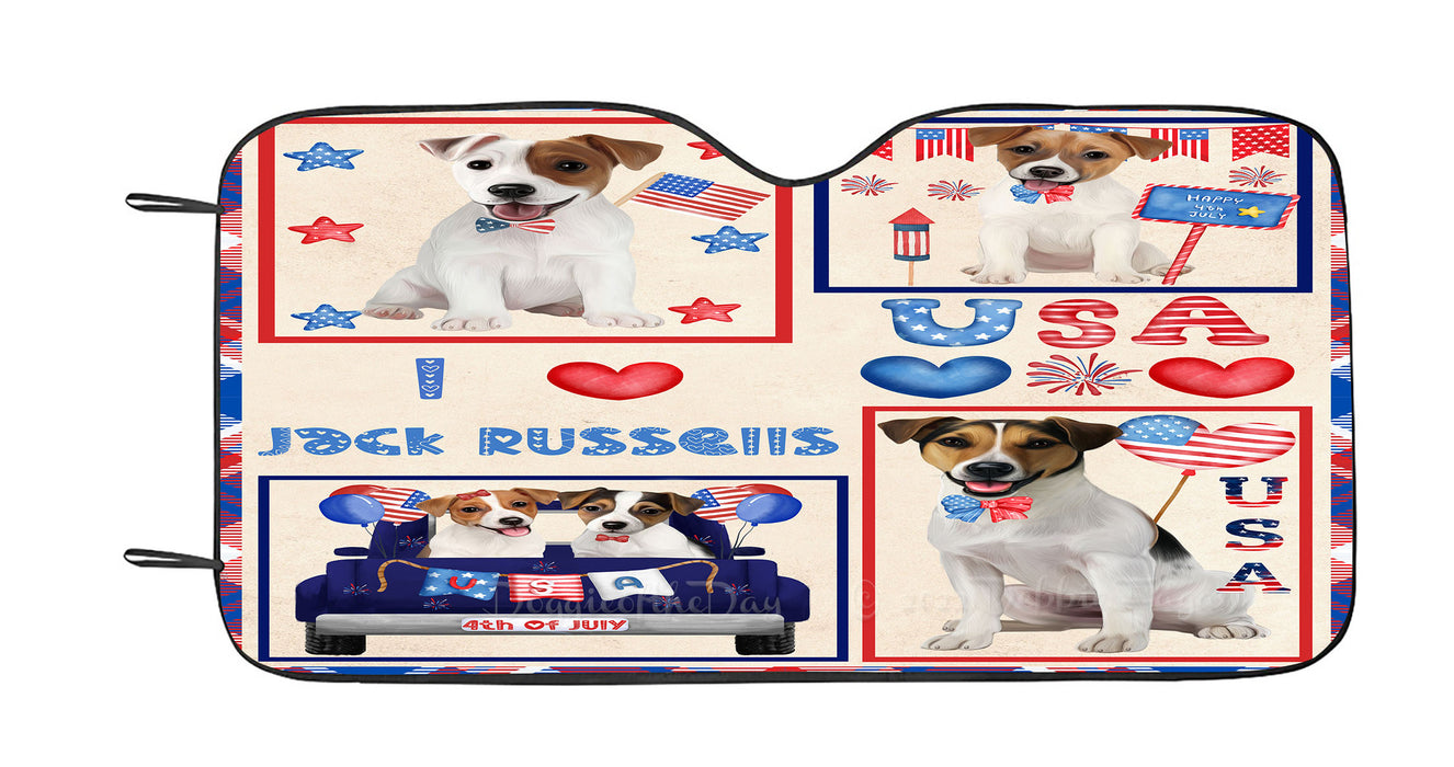 4th of July Independence Day I Love USA Jack Russell Dogs Car Sun Shade Cover Curtain
