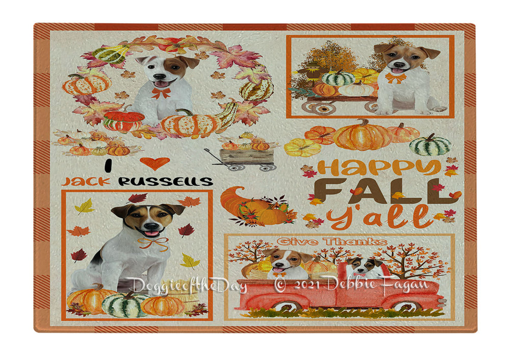 Happy Fall Y'all Pumpkin Jack Russell Dogs Cutting Board - Easy Grip Non-Slip Dishwasher Safe Chopping Board Vegetables C79912